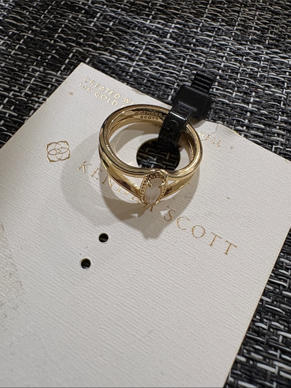 Kendra Scott Gold Ring with Cream Oval Stone